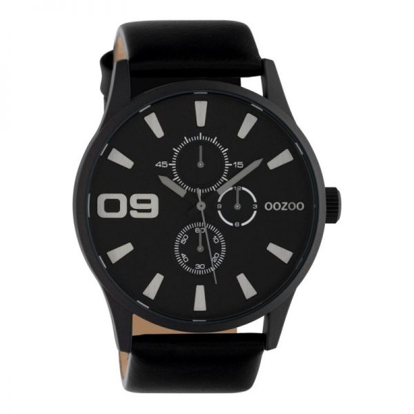 Oozoo Timepieces Black Leather Strap 48mm