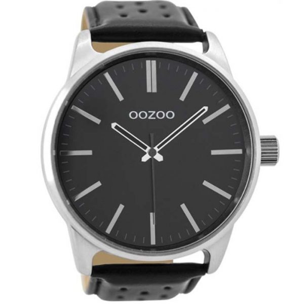 Oozoo Timepieces Black Leather Strap 48mm