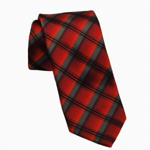 Ανδρική μεταξωτή γραβάτα με σχέδιο κόκκινο μαύρο καρό