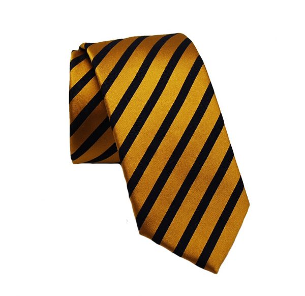 Ανδρική μεταξωτή γραβάτα κίτρινη-μαύρη
